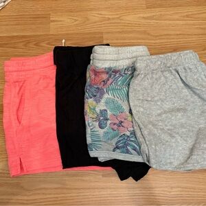 Set of Four Casual Shorts - Pink, Black, Floral, Gray